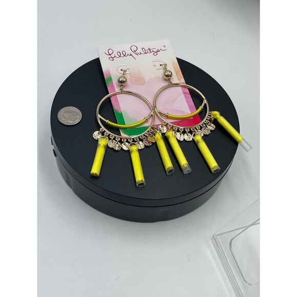 Lilly Pulitzer NWT YELLOW Tassel LILLYS LEMON STATEMENT EARRINGS~ SURF GYPSEA - Picture 12 of 12